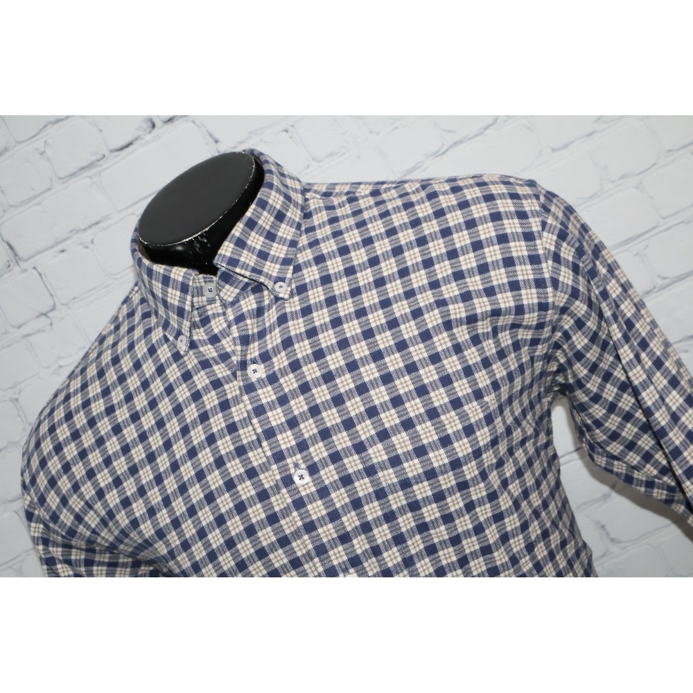 Onward Reserve Button Down Men Large Blue Plaid Flannel Long Sleeve Dress Shirt